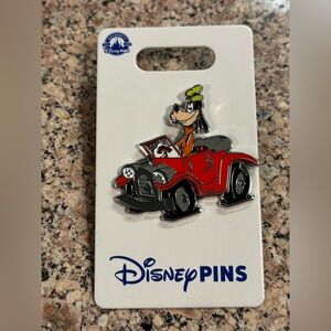 Goofy Driving Red Car with Flat Tires Disney Pin